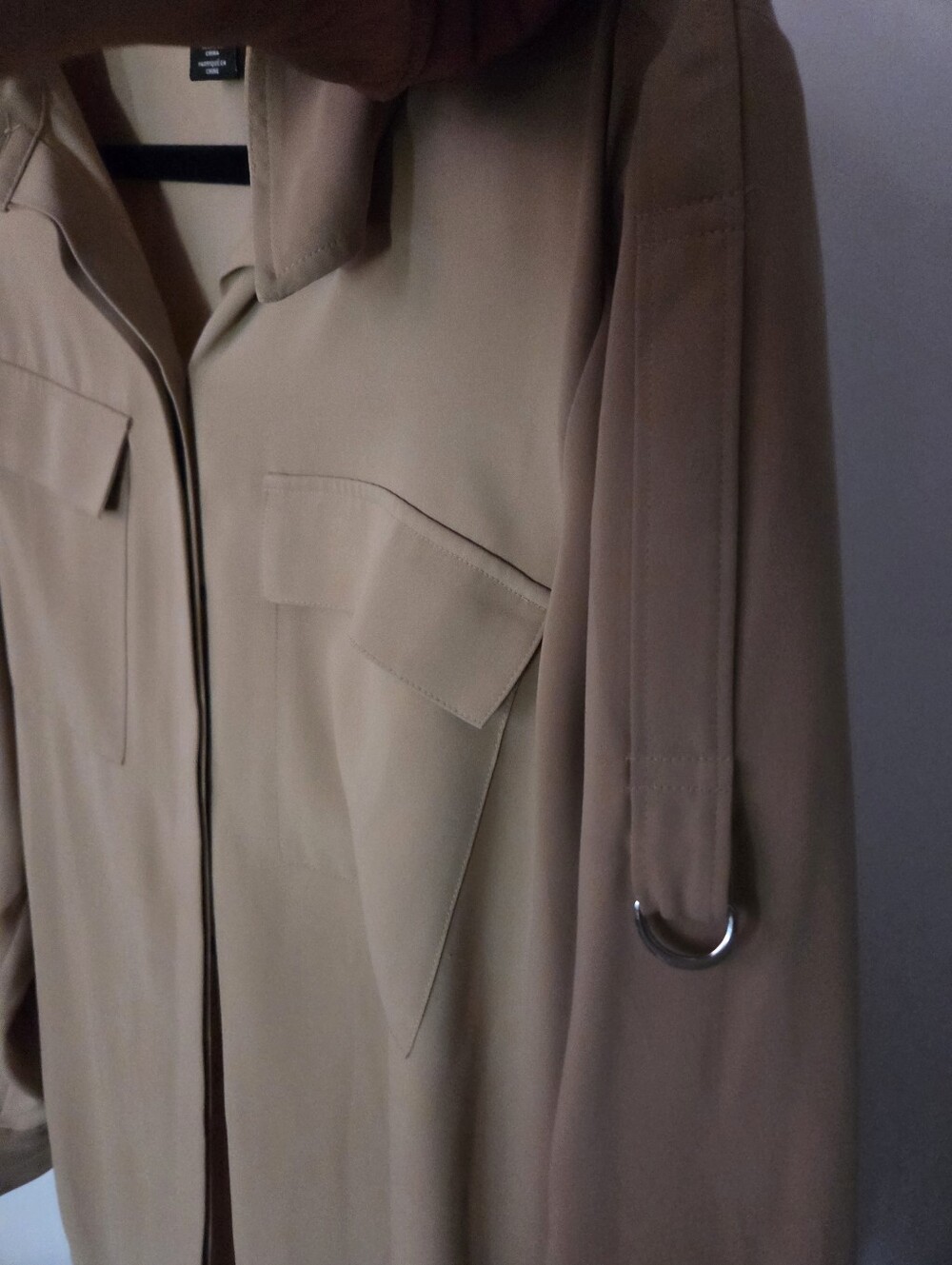 White House Black Market Tan Button-Down Utility Blouse - Picture 5 of 5